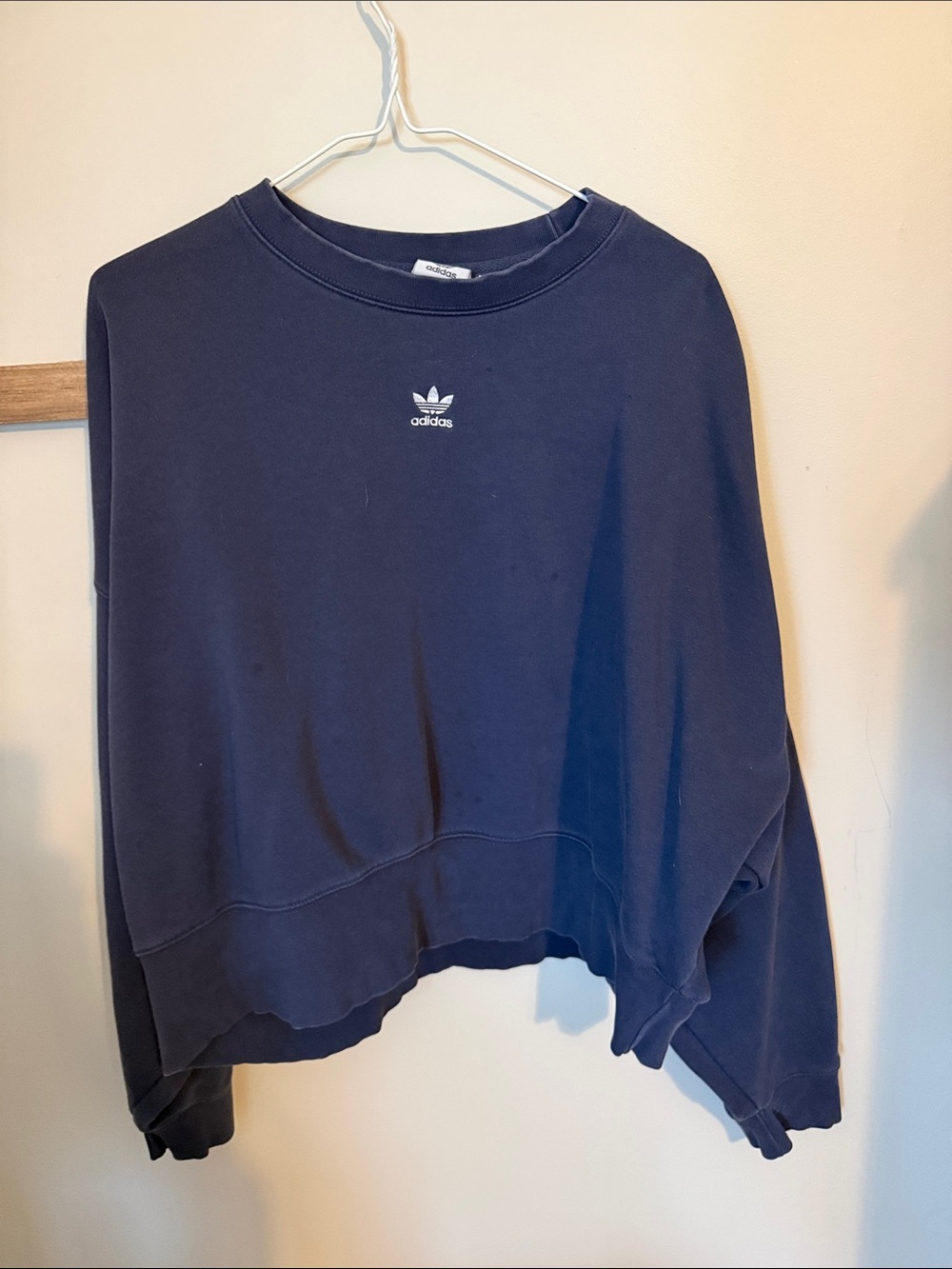 adidas Navy Trefoil Crewneck Sweatshirt for Women